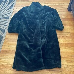 Vintage Monetery Fashions Green Faux Leather Coat Size 14p